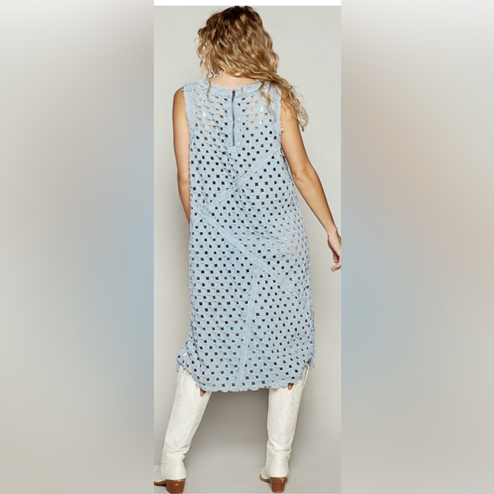 Brand New POL denim cut out dress adorable! S M L - Picture 4 of 6